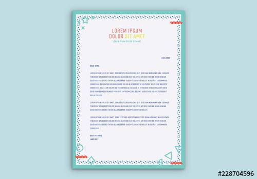 Letterhead Layout with Turquoise Elements - 228704596 - 228704596