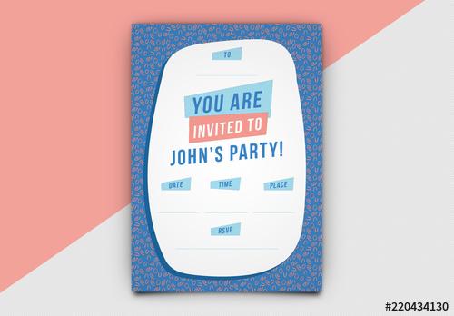 Party Invitation Layout with 90s Style Elements - 220434130 - 220434130