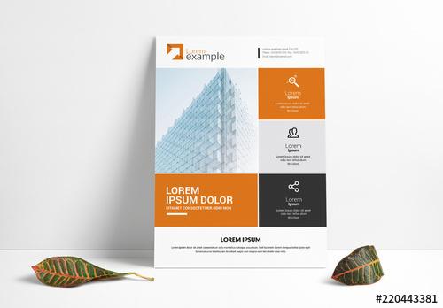 Business Flyer Layout with Orange Elements - 220443381 - 220443381