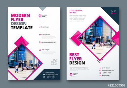 Flyer Layout with Layered Diamond Shapes - 221009593 - 221009593