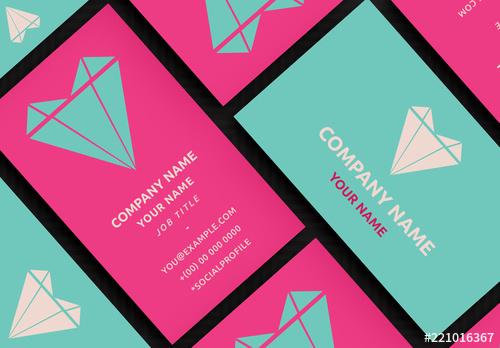 Three Business Card Layouts with Heart Elements - 221016367 - 221016367