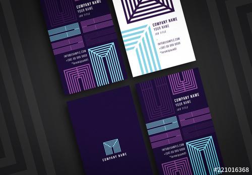 Four Business Card Layouts with Geometric Elements - 221016368 - 221016368