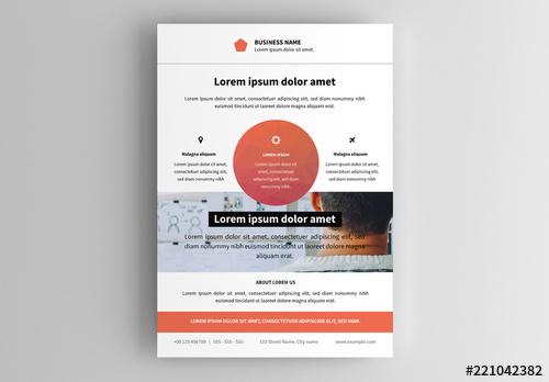 Business Flyer Layout with Orange Accents - 221042382 - 221042382