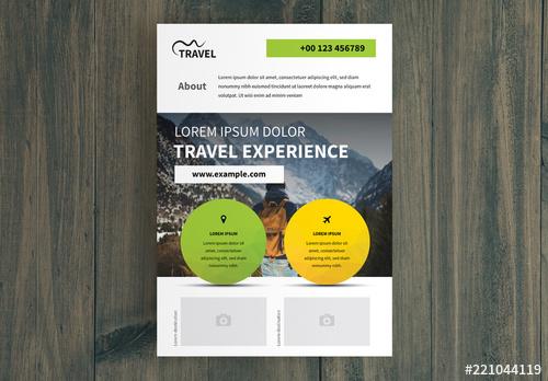 Business Flyer Layout with Green and Yellow Circle Elements - 221044119 - 221044119