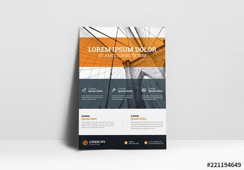 Business Flyer Layout with Orange and Gray Accents - 221194649 - 221194649