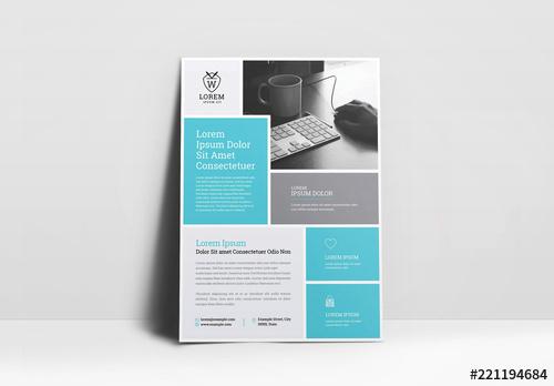 Blue and Gray Colorblock Flyer Layout - 221194684 - 221194684