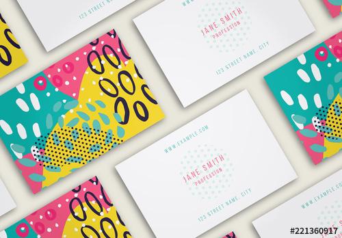 Business Card Layout with Hand Drawn Elements - 221360917 - 221360917