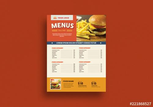 Restaurant Menu Layout with Burger Illustrations - 221868527 - 221868527