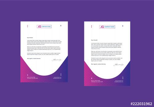 Letterhead Layout with Purple Gradient Accents - 222031962 - 222031962