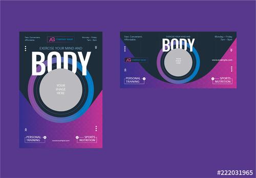 Flyer Layout with Purple Gradient Accents - 222031965 - 222031965