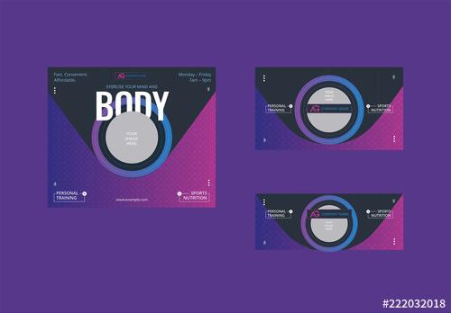 Social Media Post Layout Set with Purple Gradient Accents - 222032018 - 222032018