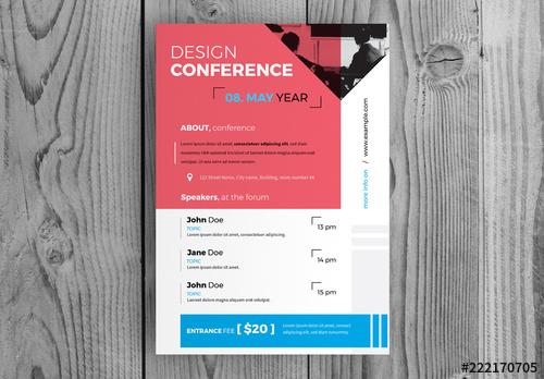 Business Conference Flyer Layout with Red Accents - 222170705 - 222170705