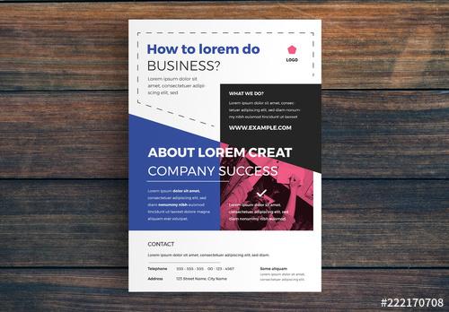 Business Flyer Layout with Blue and Pink Accents - 222170708 - 222170708