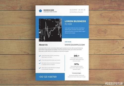 Business Flyer Layout with Blue Banner - 222170718 - 222170718