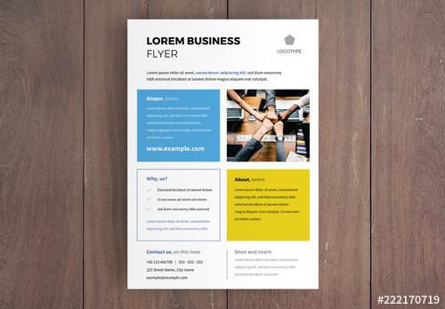 Business Flyer Layout with Colored Squares Design - 222170719 - 222170719