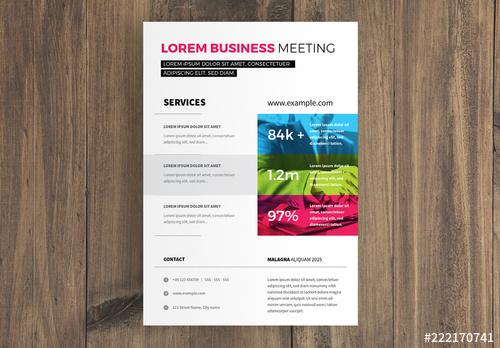 Business Flyer Layout with Three Bright Colors - 222170741 - 222170741