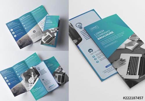 Blue Gradient Tri-fold Brochure Layout - 222187457 - 222187457