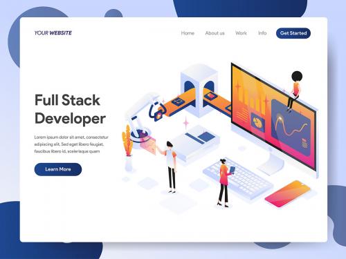 Full Stack Developer Isometric Illustration - full-stack-developer-isometric-illustration