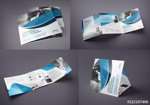 Blue Square Tri-Fold Brochure Layout - 222187466 - 222187466