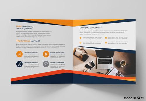 Orange Square Bi-Fold Brochure Layout - 222187475 - 222187475