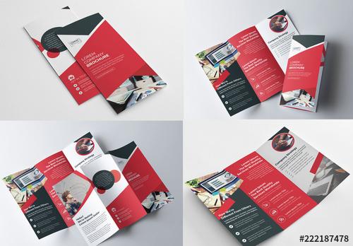 Red and Black Tri-fold Brochure Layout - 222187478 - 222187478