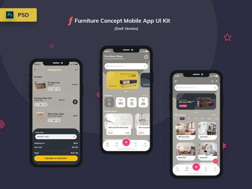 Furniture App UI Kit Dark Version - furniture-app-ui-kit-dark-version