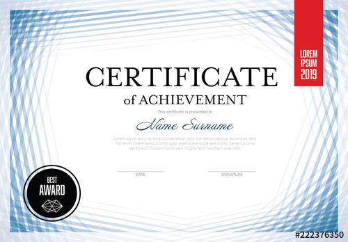 Certificate Layout with Repeating Blue Lines - 222376350 - 222376350