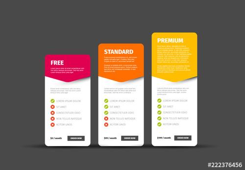 Product/Service Price Comparison Cards Layout - 222376456 - 222376456