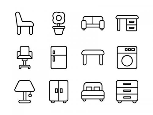 Furniture Icon Set Outline - furniture-icon-set-outline