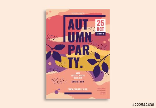 Autumn Party Flyer Layout - 222542438 - 222542438