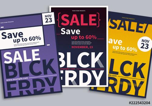 Black Friday Sale Flyer Layout Set - 222543204 - 222543204