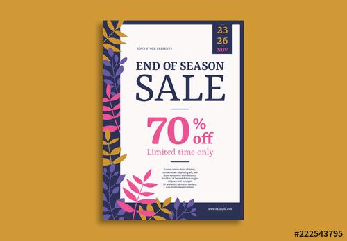 Sale Flyer Layout with Leaf Illustrations - 222543795 - 222543795