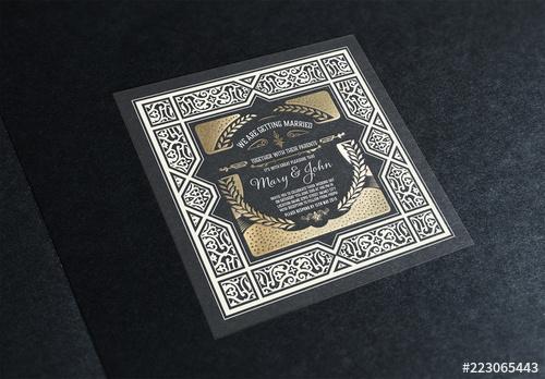 Wedding Invitation Layout with Ornamental Elements - 223065443 - 223065443