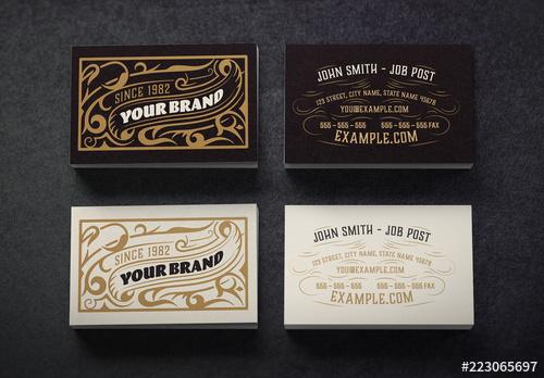 Vintage-Style Business Card Layout - 223065697 - 223065697