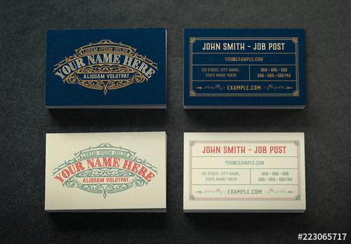 Vintage-Style Business Card Layout - 223065717 - 223065717
