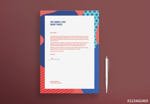 Letterhead Layout With Abstract Elements - 223442465 - 223442465