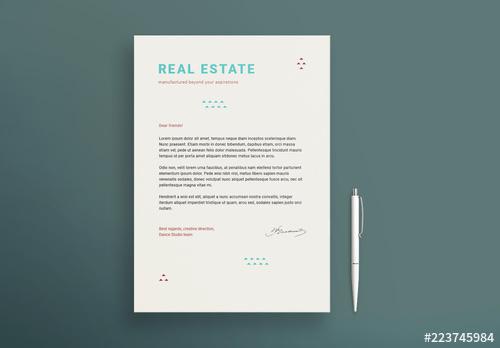 Letterhead Layout Set with Geometric Elements - 223745984 - 223745984