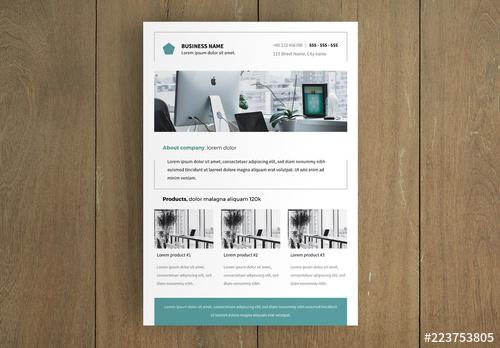 Business Flyer Layout with Teal Accents - 223753805 - 223753805