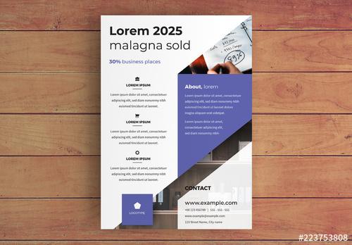 Business Flyer Layout with Purple Accents - 223753808 - 223753808