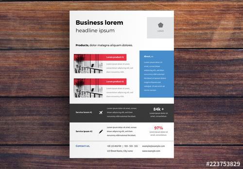 Business Flyer Layout with Red And Blue Accents - 223753829 - 223753829