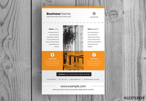 Business Flyer Layout with Orange Accents - 223753839 - 223753839