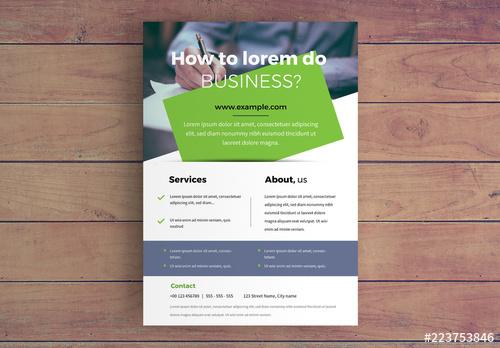 Business Flyer Layout with Green Accents - 223753846 - 223753846