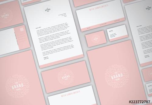 Brand Stationery Layout Set with Pink Accents - 223772787 - 223772787