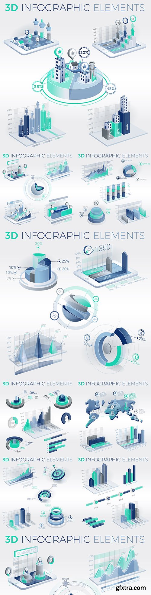 Business 3d infographics options elements collection 124