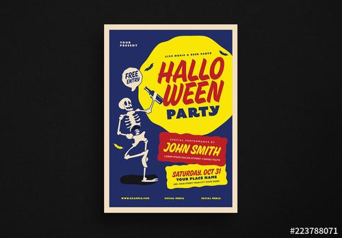 Skeleton Halloween Party Event Flyer Layout - 223788071 - 223788071