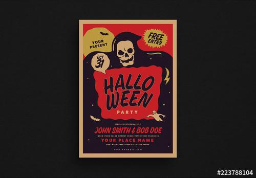 Skeleton Halloween Party Event Flyer Layout - 223788104 - 223788104