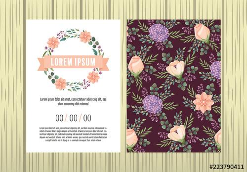 Invitation Layout with Floral Decorations - 223790411 - 223790411