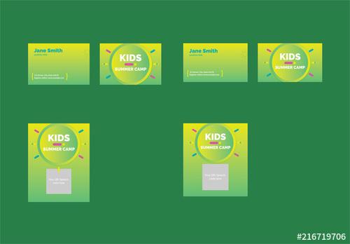 Kids Summer Camp Business Card Layout Set - 216719706 - 216719706