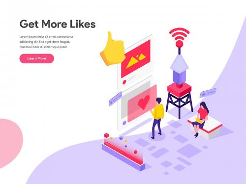 Get More Likes Isometric Illustration - get-more-likes-isometric-illustration