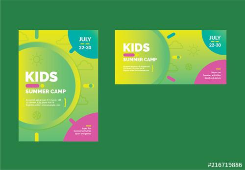 Kids Summer Camp Flyer Layout Set - 216719886 - 216719886